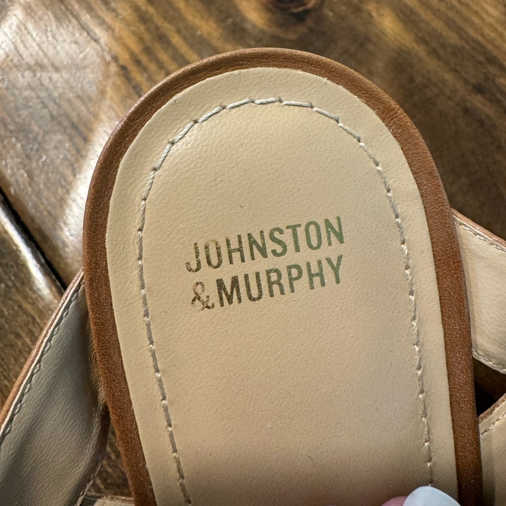 Johnston & Murphy Ashlyn Sandal tan leather w/cork sole Size9 made in Brazil - Picture 3 of 12